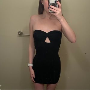 Honey Punch Black Strapless Dress w/ Cutout